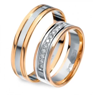 Złota obrączka ślubna z diamentami